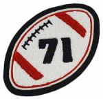 A sleeve football patch with a chenille number insert.  Works great on your varsity letterman jacket sleeve.  