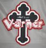 Large Chenille Name patch with large tackle twill cross