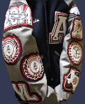 Allen Cheerleading Letterman Jacket.  Beautifully adorned with patches created right here at Custom Chenille Patches.